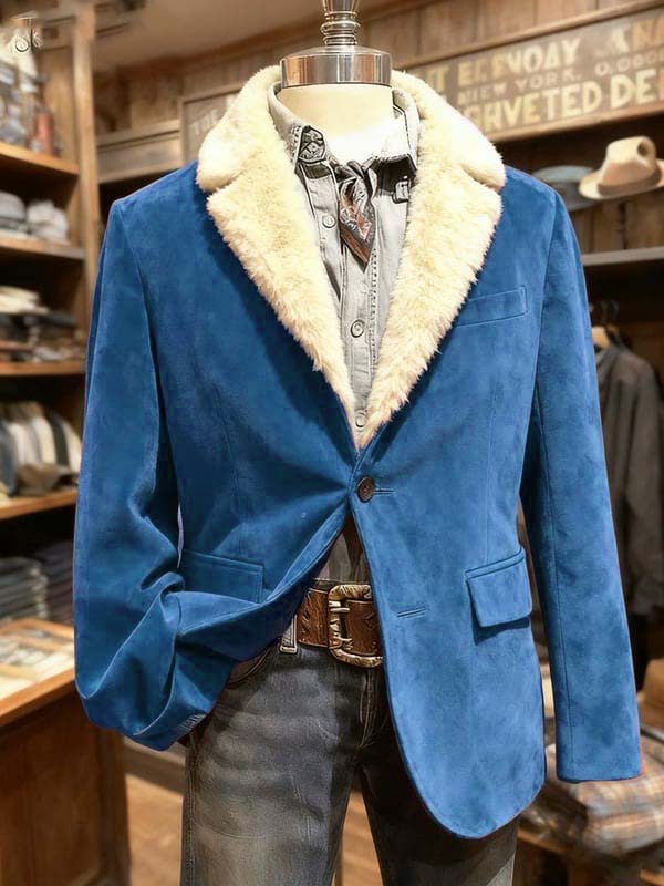 Men's Vintage Suede Christmas Plush Warm Jacket