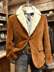 Men's Vintage Suede Christmas Plush Warm Jacket