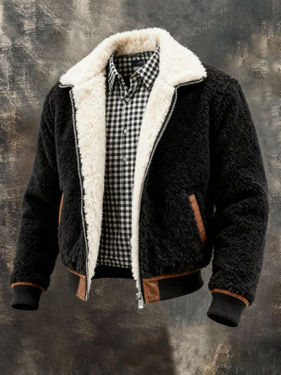 Men's Fleece-lined Zip-up Warm Jacket