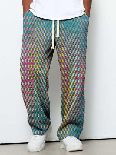 Men's Casual Colorful Geometric Striped Print Texture Pants