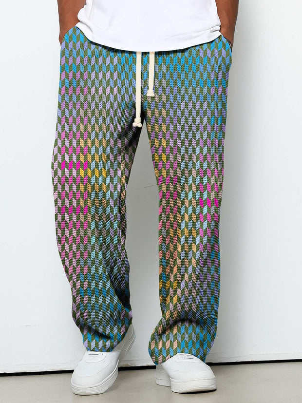 Men's Casual Colorful Geometric Striped Print Texture Pants