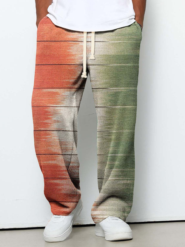 Men's Casual Gradient Color Blocking Art Print Texture Pants