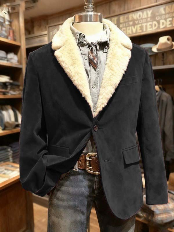 Men's Vintage Suede Christmas Plush Warm Jacket