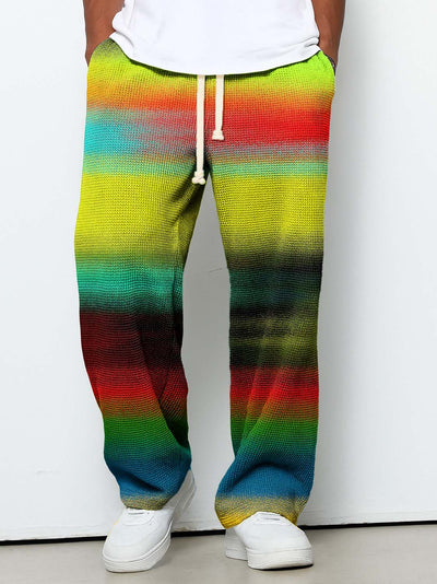 Men's Casual Contrast Color Art Print Texture Pants