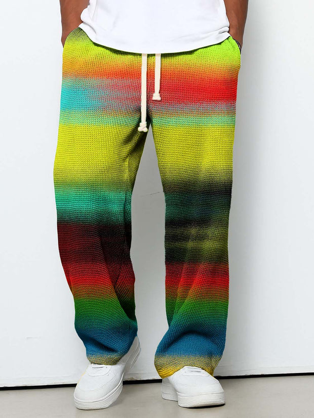 Men's Casual Contrast Color Art Print Texture Pants