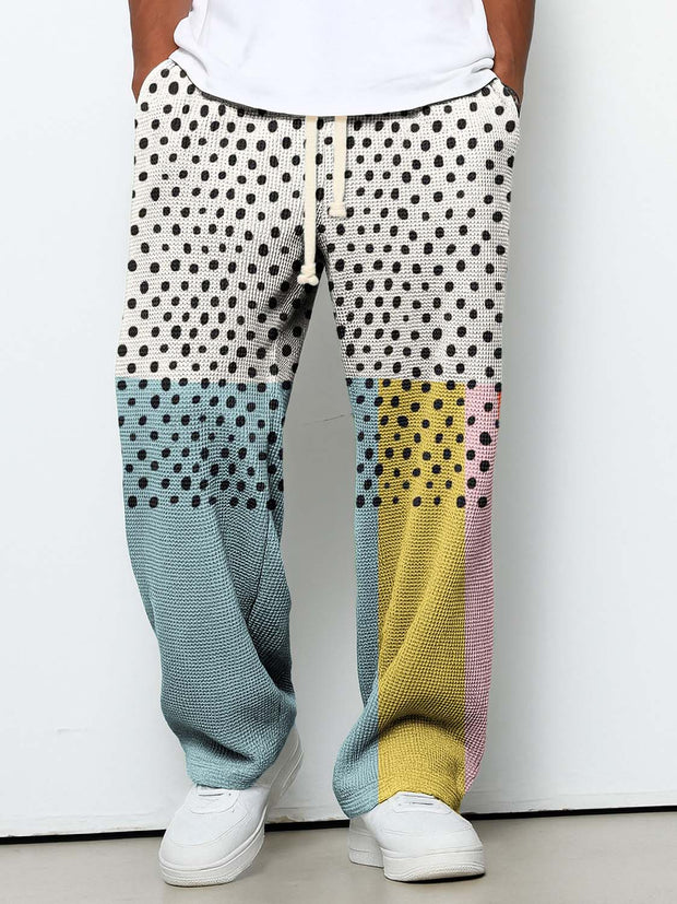 Men's Casual  Polka Dot Color Block Print Texture Pants