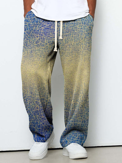 Men's Casual Irregular Lines Art Print Texture Pants